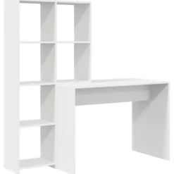 Kantoormeubelen*vidaXL Bureau met plank 138,5 x 55 x 143 cm Bewerkt hout Wit