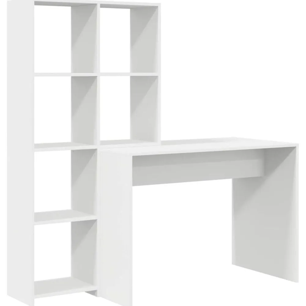 Kantoormeubelen*vidaXL Bureau met plank 138,5 x 55 x 143 cm Bewerkt hout Wit