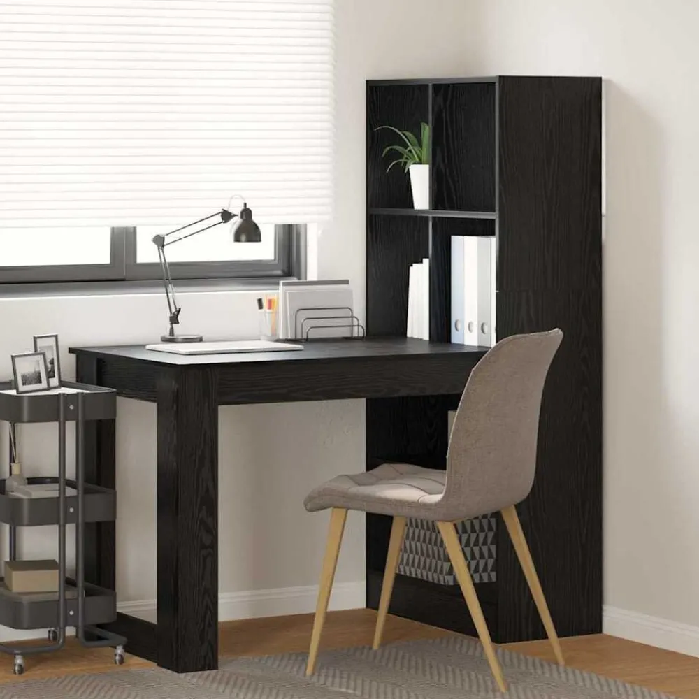 Bureau met plank 122 x 67 x 145 cm Bewerkt hout>vidaXL Discount