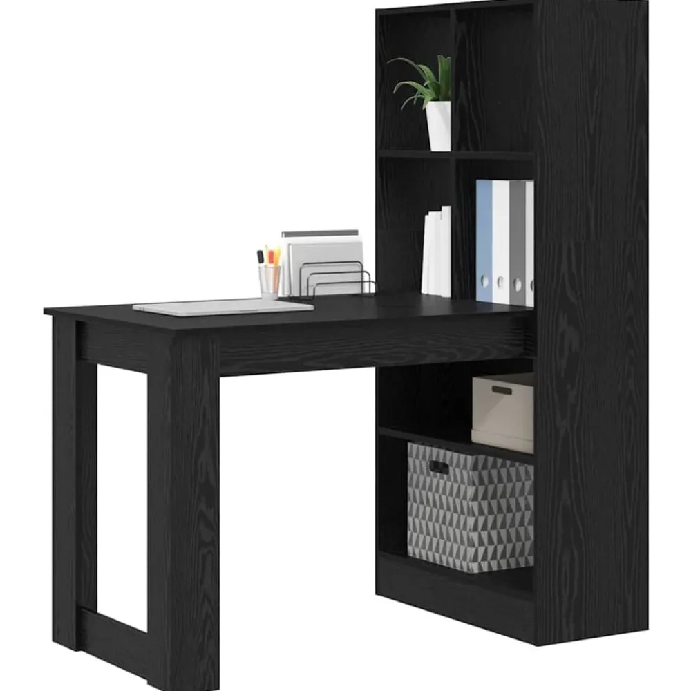Bureau met plank 122 x 67 x 145 cm Bewerkt hout>vidaXL Discount