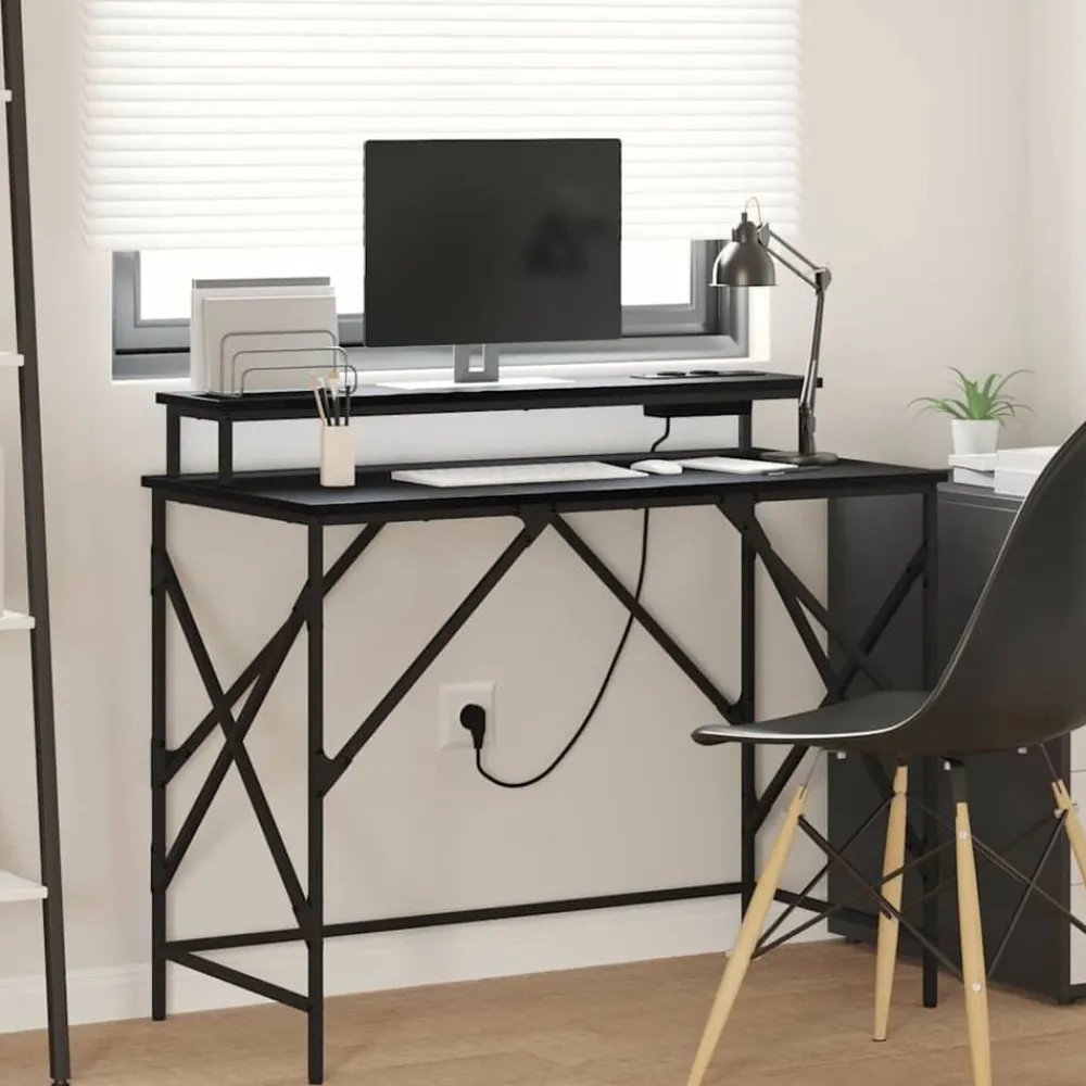 Bureau met plank 100 x 50 x 86,5 cm Bewerkt hout>vidaXL Online