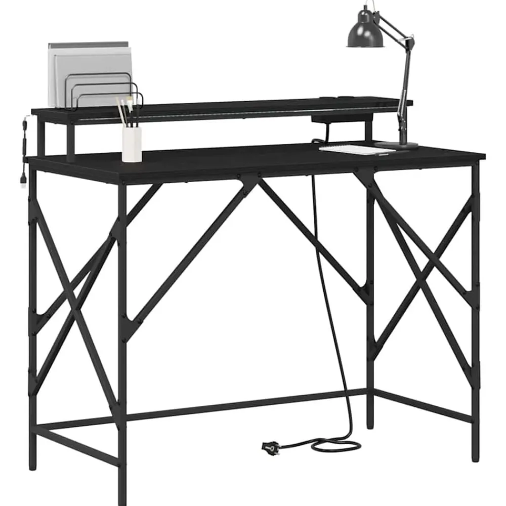Bureau met plank 100 x 50 x 86,5 cm Bewerkt hout>vidaXL Online
