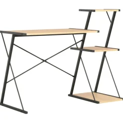 Kantoormeubelen*vidaXL Bureau met schap 116x50x93 cm kleurig Zwart en eiken