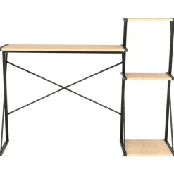 Kantoormeubelen*vidaXL Bureau met schap 116x50x93 cm kleurig Zwart en eiken