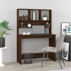 Bureau met schappen 102x45x148 cm bewerkt hout bruineikenkleur>vidaXL Outlet