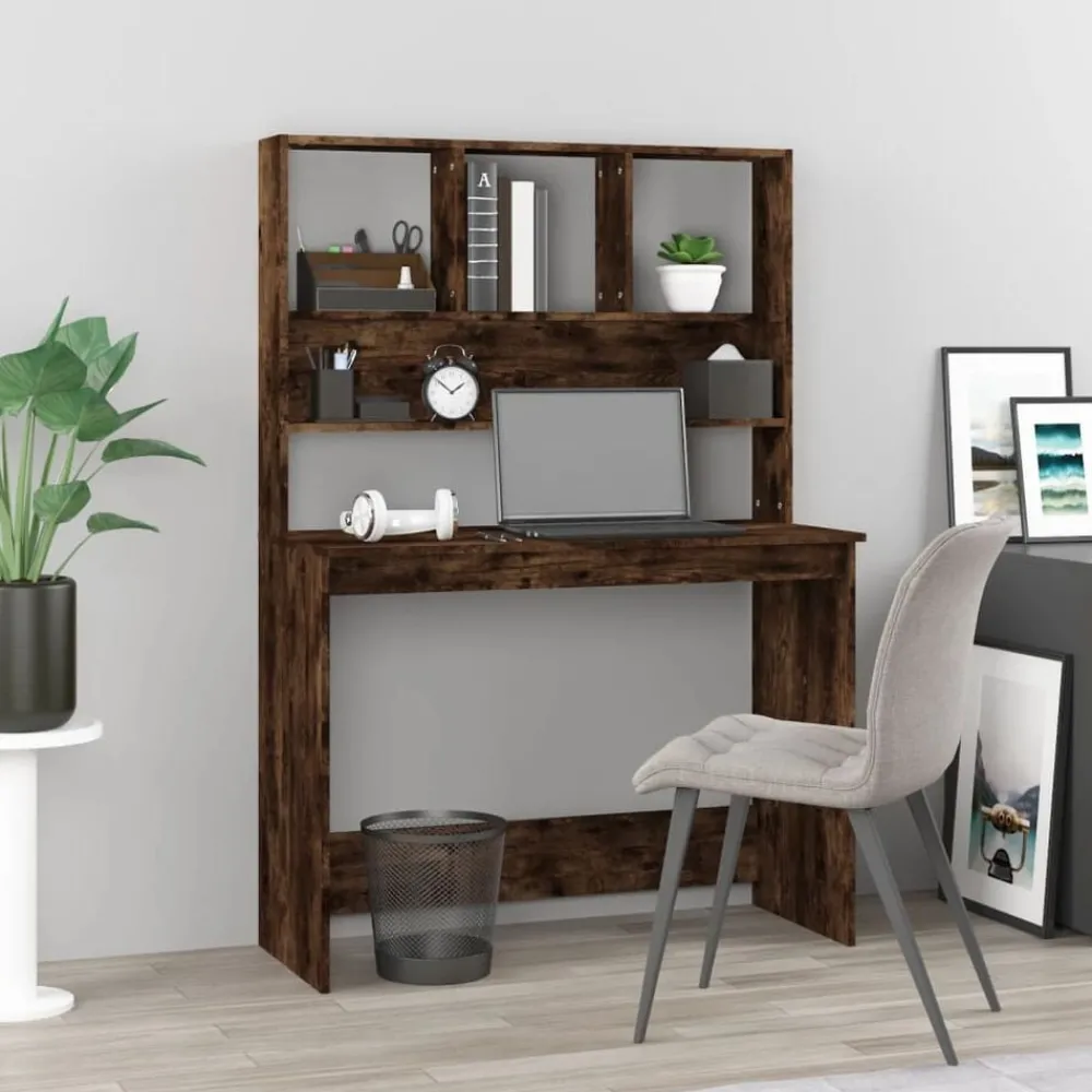 Bureau met schappen 102x45x148 cm bewerkt hout>vidaXL Outlet