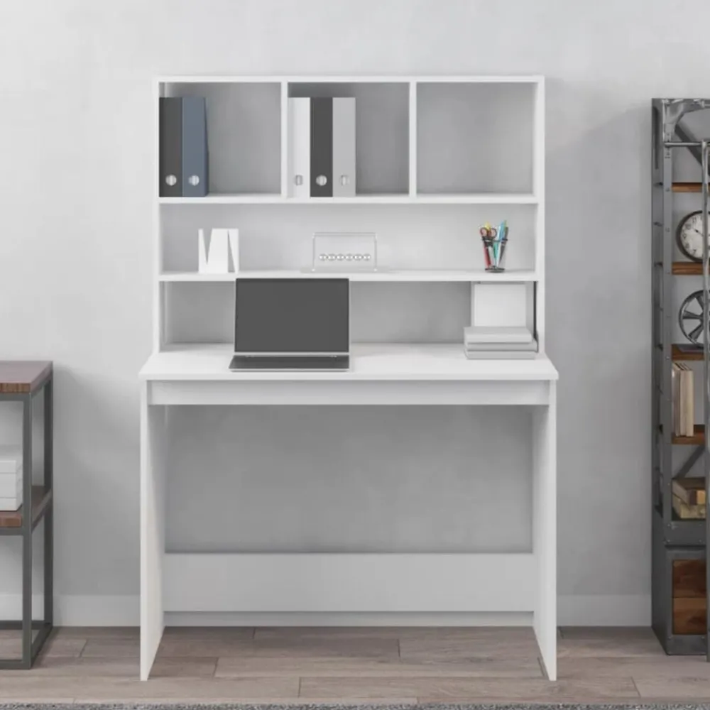 Bureau met schappen 102x45x148 cm bewerkt hout>vidaXL Hot