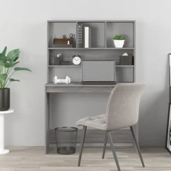 Bureau met schappen 102x45x148 cm bewerkt hout><noscript><img width=