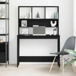 Bureau met schappen 102x45x148 cm bewerkt hout kleur><noscript><img width=