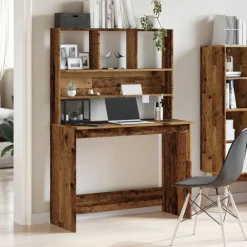 Bureau met schappen 102x45x148 cm bewerkt hout kleurig>vidaXL Outlet