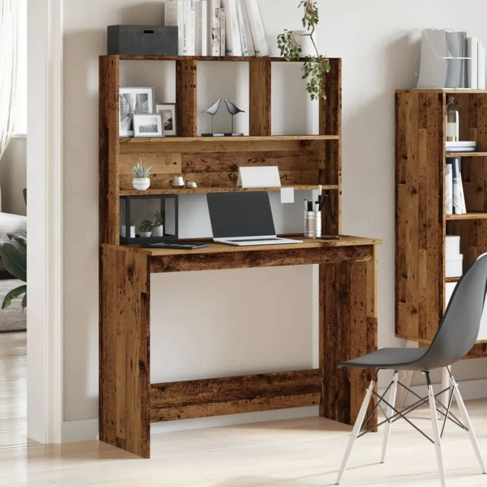 Bureau met schappen 102x45x148 cm bewerkt hout kleurig>vidaXL Outlet