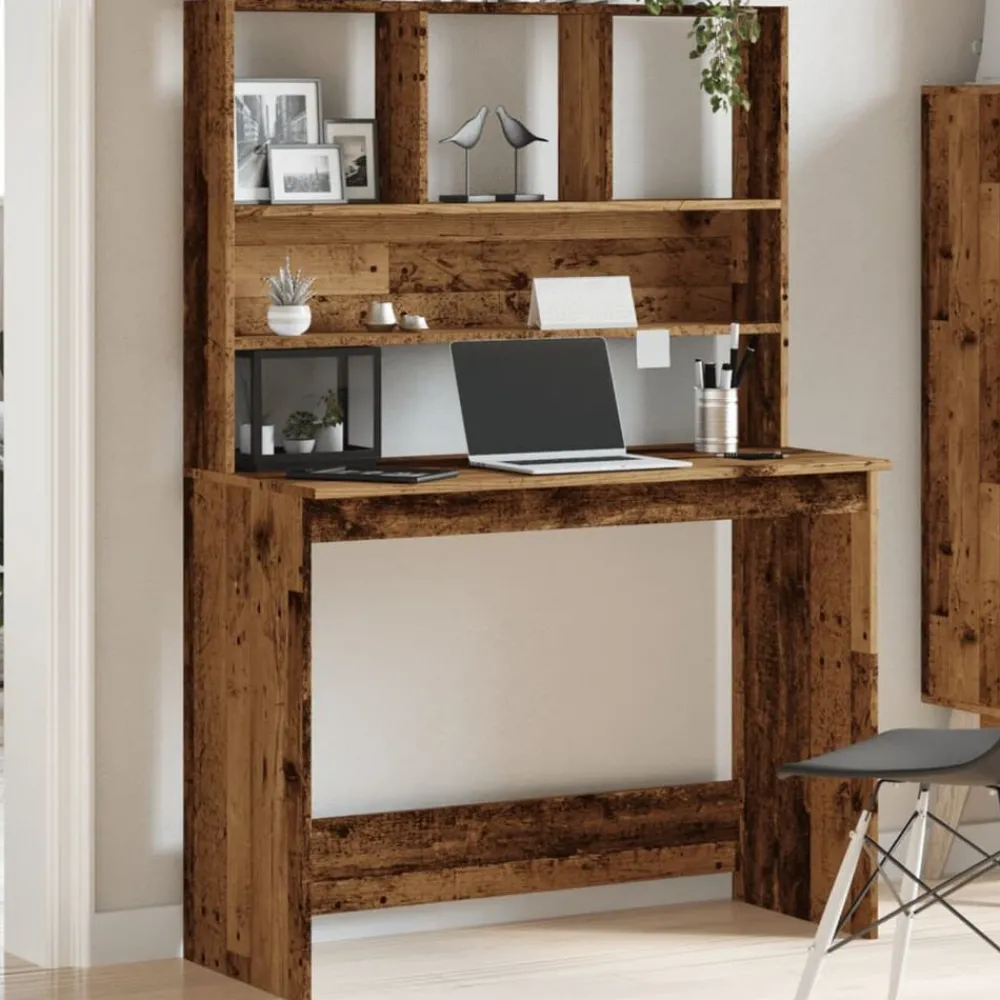Bureau met schappen 102x45x148 cm bewerkt hout kleurig>vidaXL Outlet