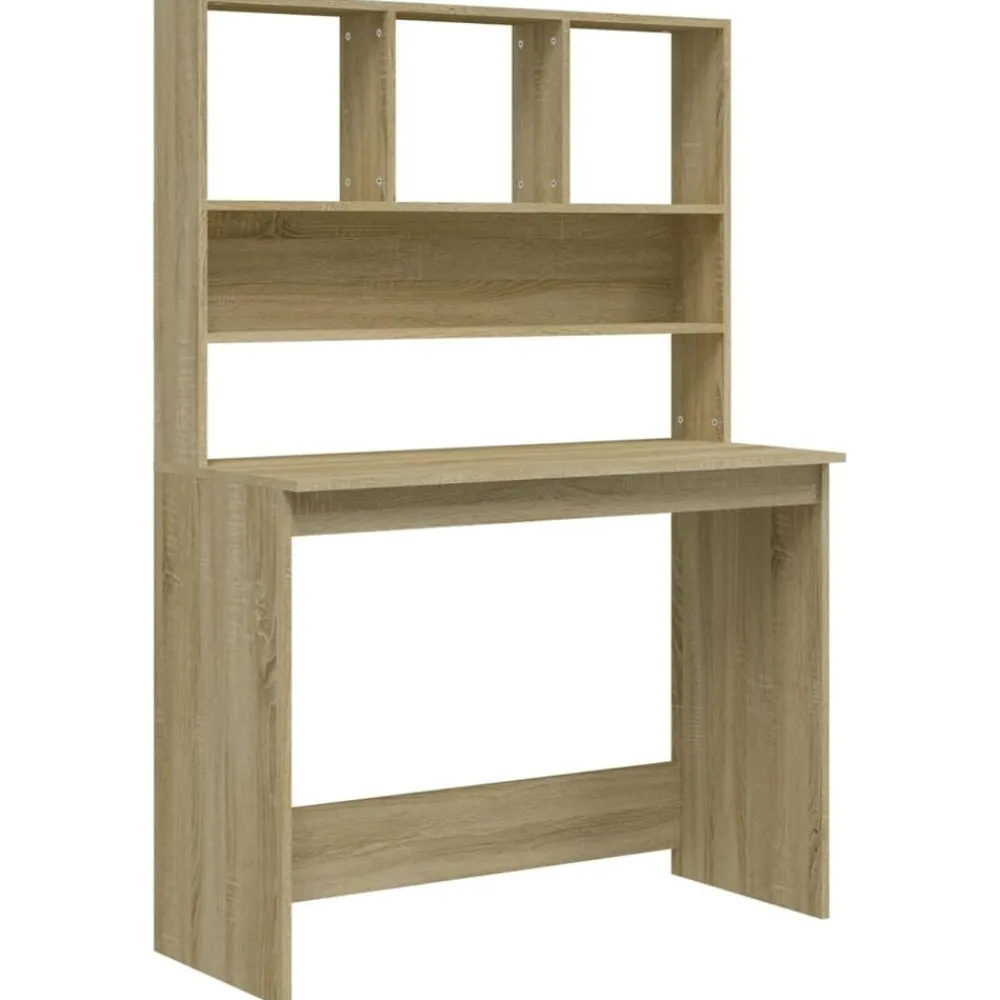 Bureau met schappen 102x45x148 bewerkt hout kleur>vidaXL Online