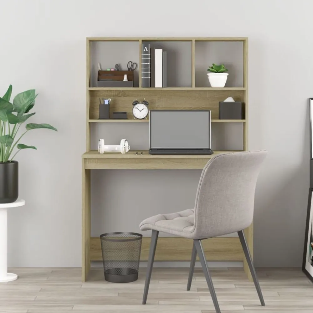 Bureau met schappen 102x45x148 bewerkt hout kleur>vidaXL Online