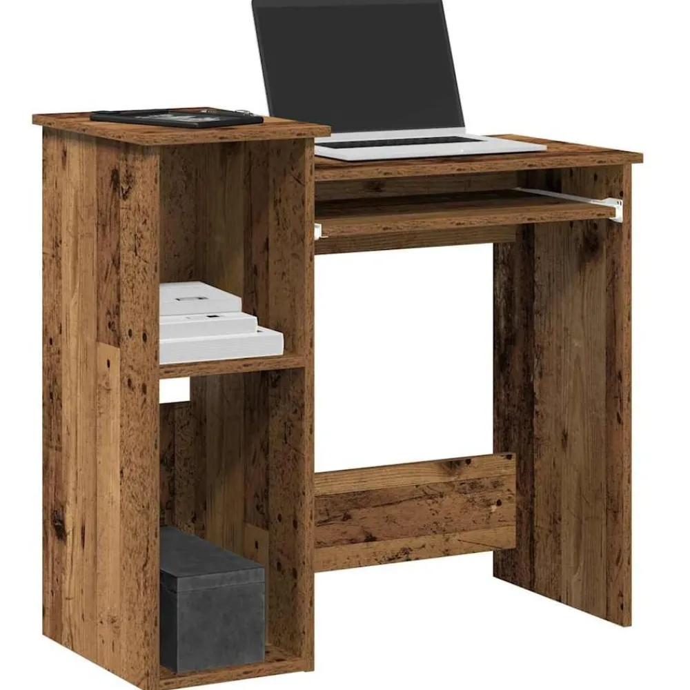Bureau met schappen 84x40x78 cm bewerkt hout kleurig>vidaXL Outlet