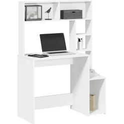 Kantoormeubelen*vidaXL Bureau met schappen 100x45x140 cm bewerkt hout Wit