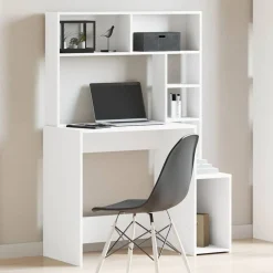 Kantoormeubelen*vidaXL Bureau met schappen 100x45x140 cm bewerkt hout Wit