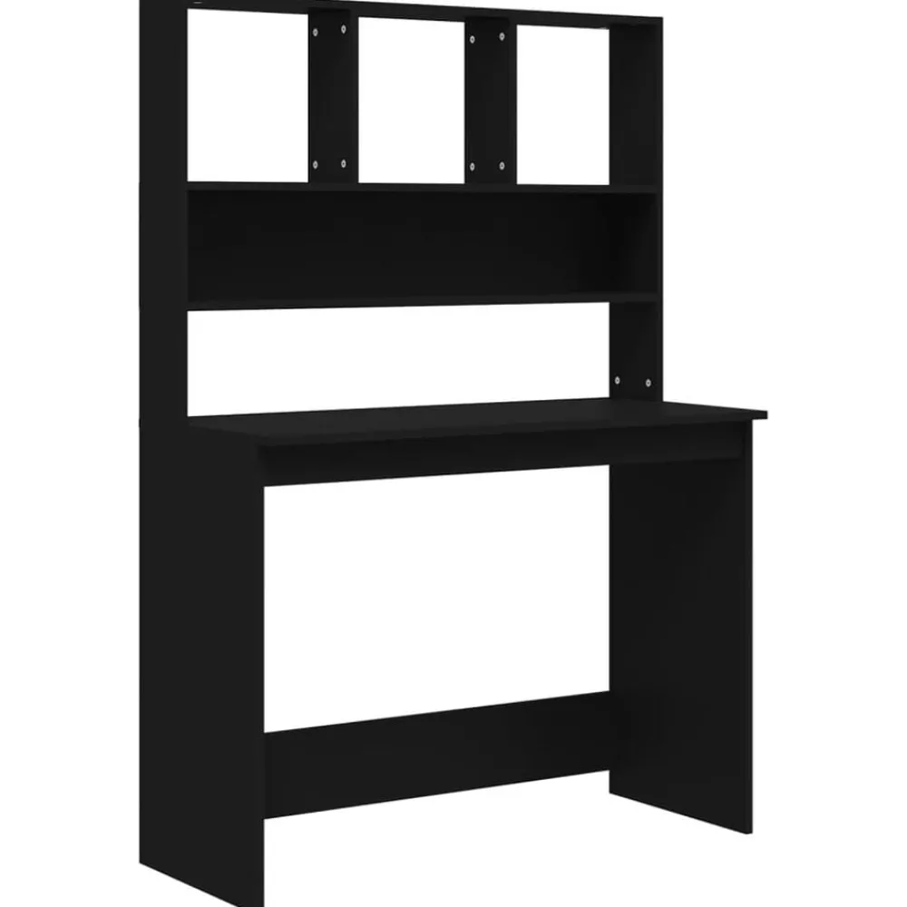 Kantoormeubelen*vidaXL Bureau met schappen 102x45x148 cm bewerkt hout Zwart