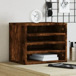 Kantoorartikelen*vidaXL Bureau organiser 36x26x29,5 cm bewerkt hout kleur Gerookt eiken