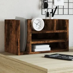 Kantoorartikelen*vidaXL Bureau organiser 44,5x24x25 cm bewerkt hout kleur Gerookt eiken