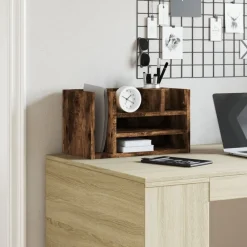 Kantoorartikelen*vidaXL Bureau organiser 44,5x24x25 cm bewerkt hout kleur Gerookt eiken