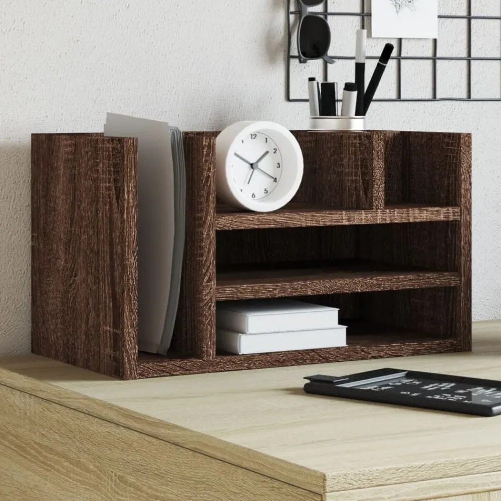 Kantoorartikelen*vidaXL Bureau organiser 44,5x24x25 cm bewerkt hout bruin eikenkleur