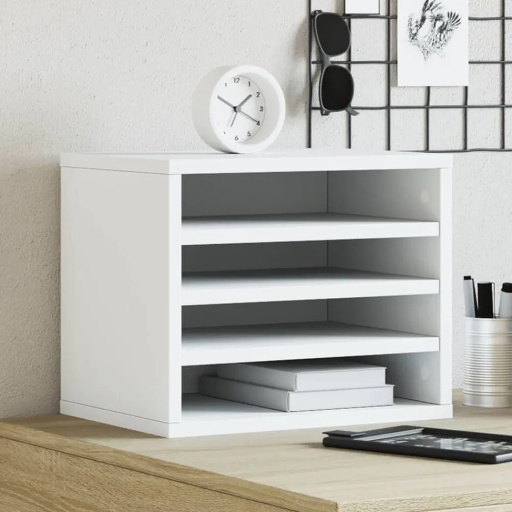 Kantoorartikelen*vidaXL Bureau organiser 36x26x29,5 cm bewerkt hout Wit