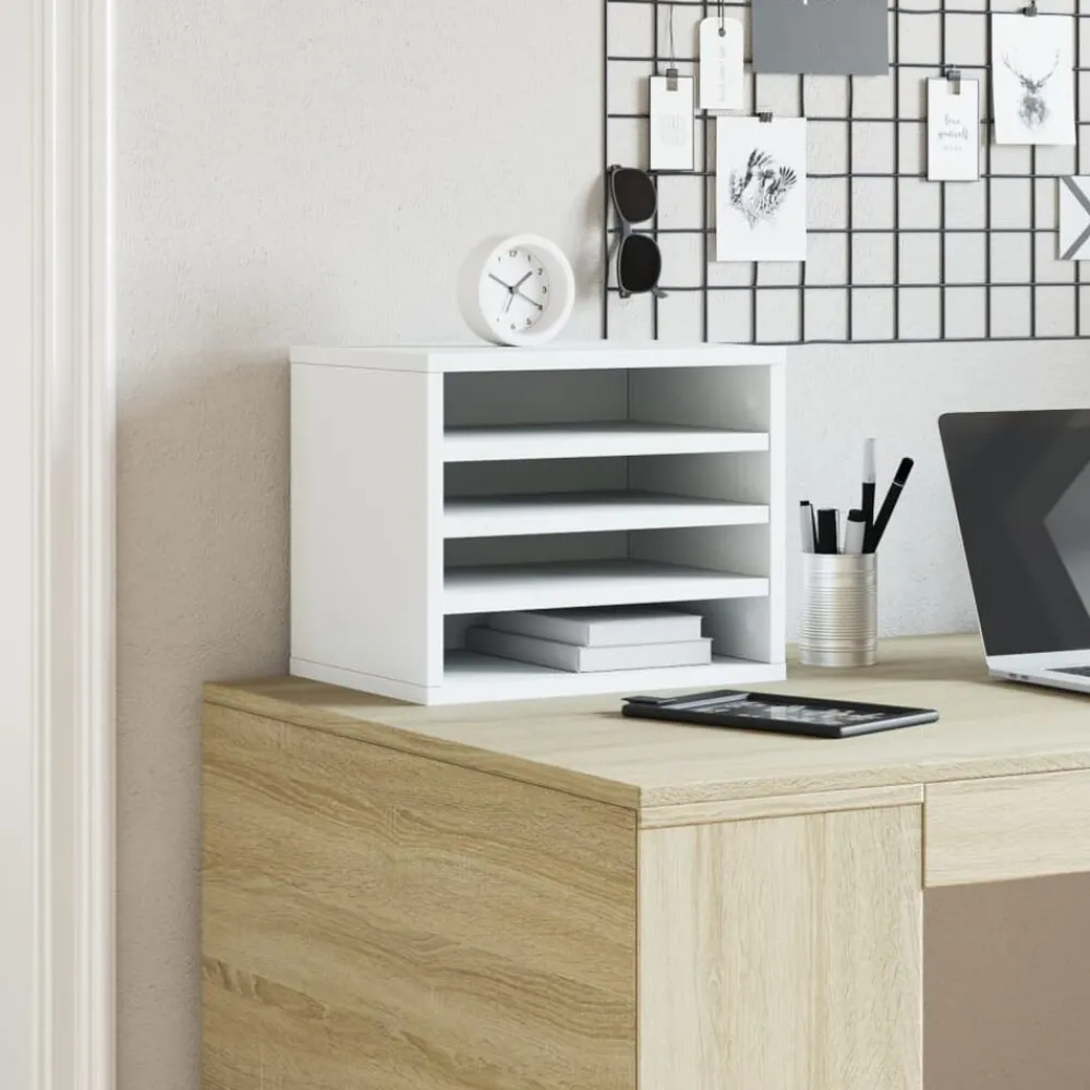 Kantoorartikelen*vidaXL Bureau organiser 36x26x29,5 cm bewerkt hout Wit