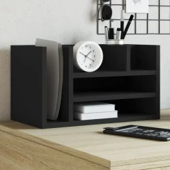 Kantoorartikelen*vidaXL Bureau organiser 44,5x24x25 cm bewerkt hout Zwart