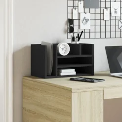 Kantoorartikelen*vidaXL Bureau organiser 44,5x24x25 cm bewerkt hout Zwart