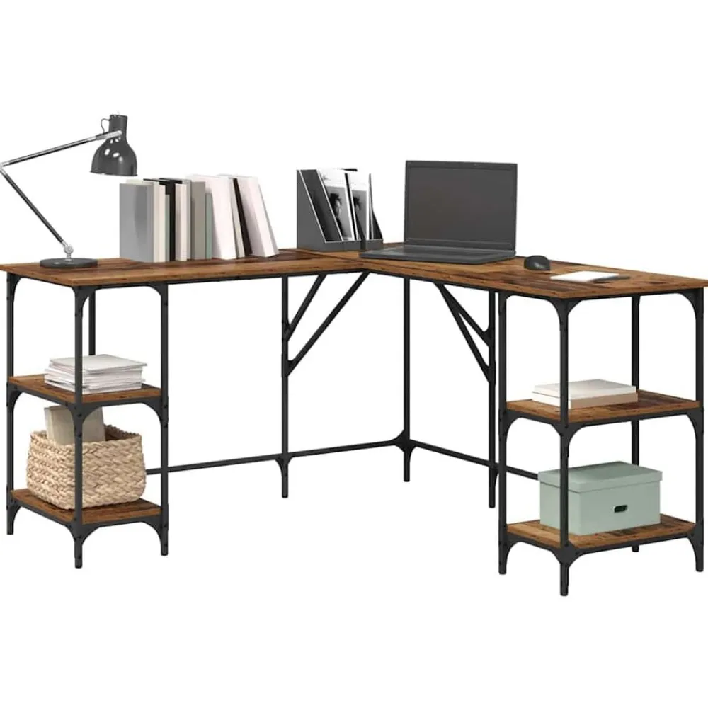 Bureau 139 x 139 x 75 cm Bewerkt hout>vidaXL