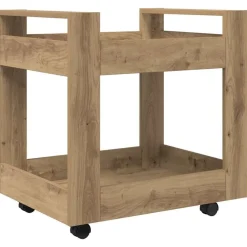 Trolleys*vidaXL Bureau Trolley Artisan Eiken 60 x 45 x 60 cm Bewerkt hout artisanaal eikenkleurig