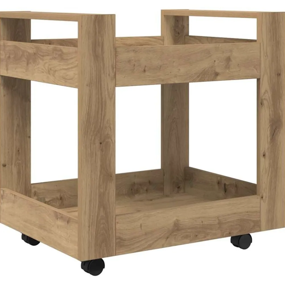 Trolleys*vidaXL Bureau Trolley Artisan Eiken 60 x 45 x 60 cm Bewerkt hout artisanaal eikenkleurig