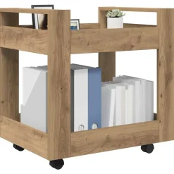 Trolleys*vidaXL Bureau Trolley Artisan Eiken 60 x 45 x 60 cm Bewerkt hout artisanaal eikenkleurig