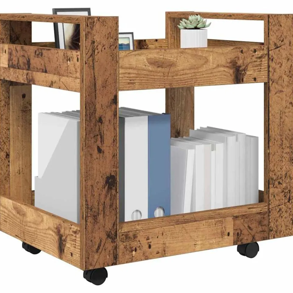 Trolleys*vidaXL Bureau Trolley 60 x 45 x 60 cm Bewerkt hout Oud hout