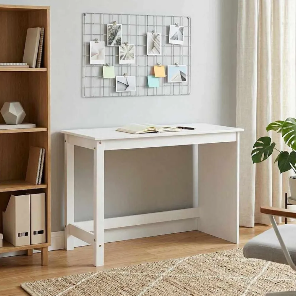 Kantoormeubelen*vidaXL Bureau 112 x 50 x 75 cm Massief Vurenhout Wit