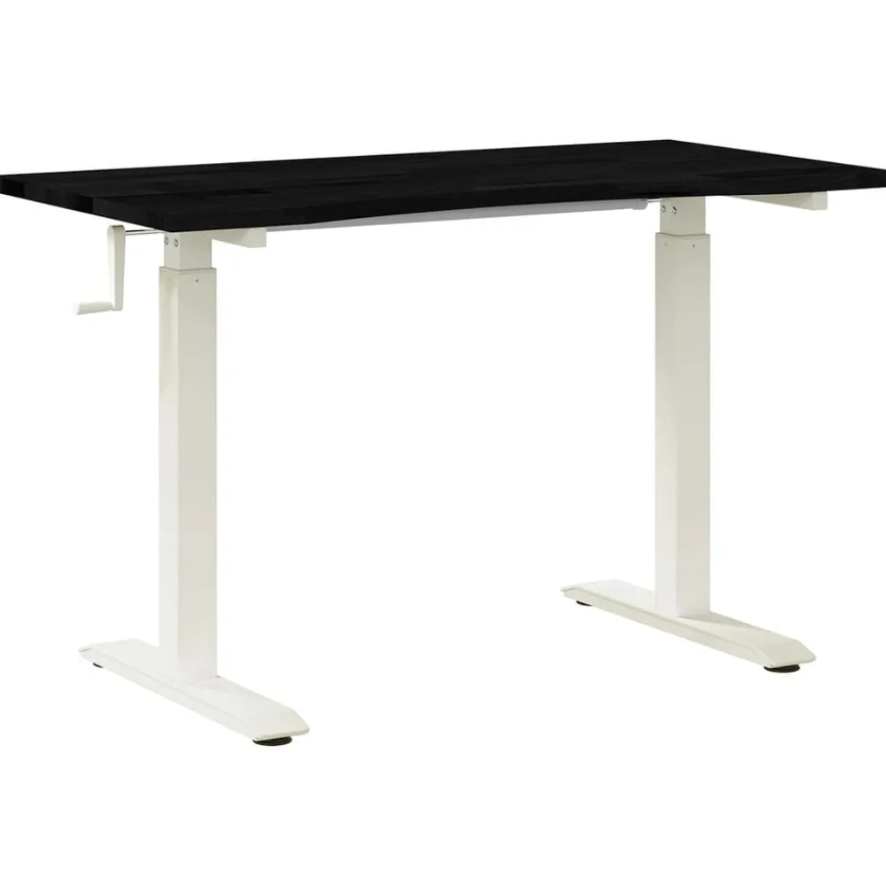 Kantoormeubelen*vidaXL Bureau 120 x 60 cm Massief Eikenhout Wit en donkerbruin