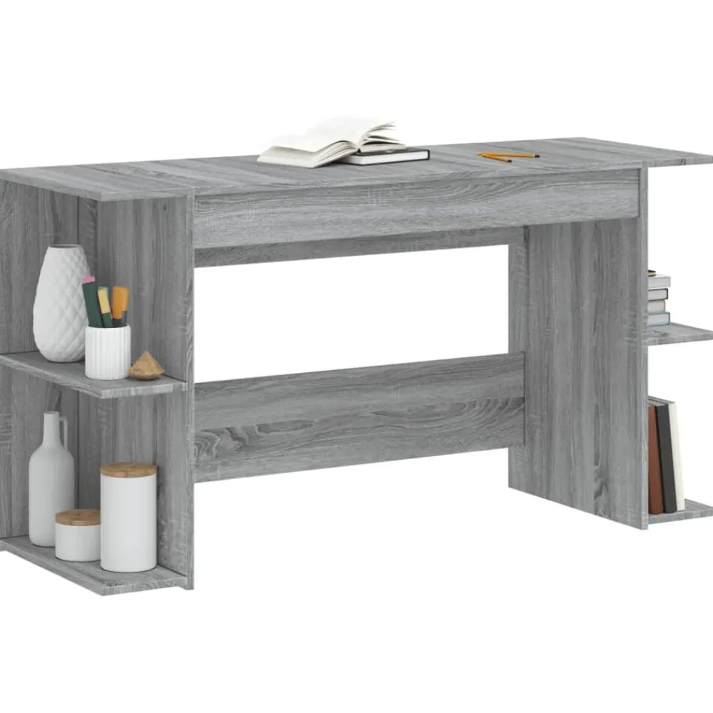 Kantoormeubelen*vidaXL Bureau 140x50x75 cm bewerkt hout eikenkleurig Grijs sonoma
