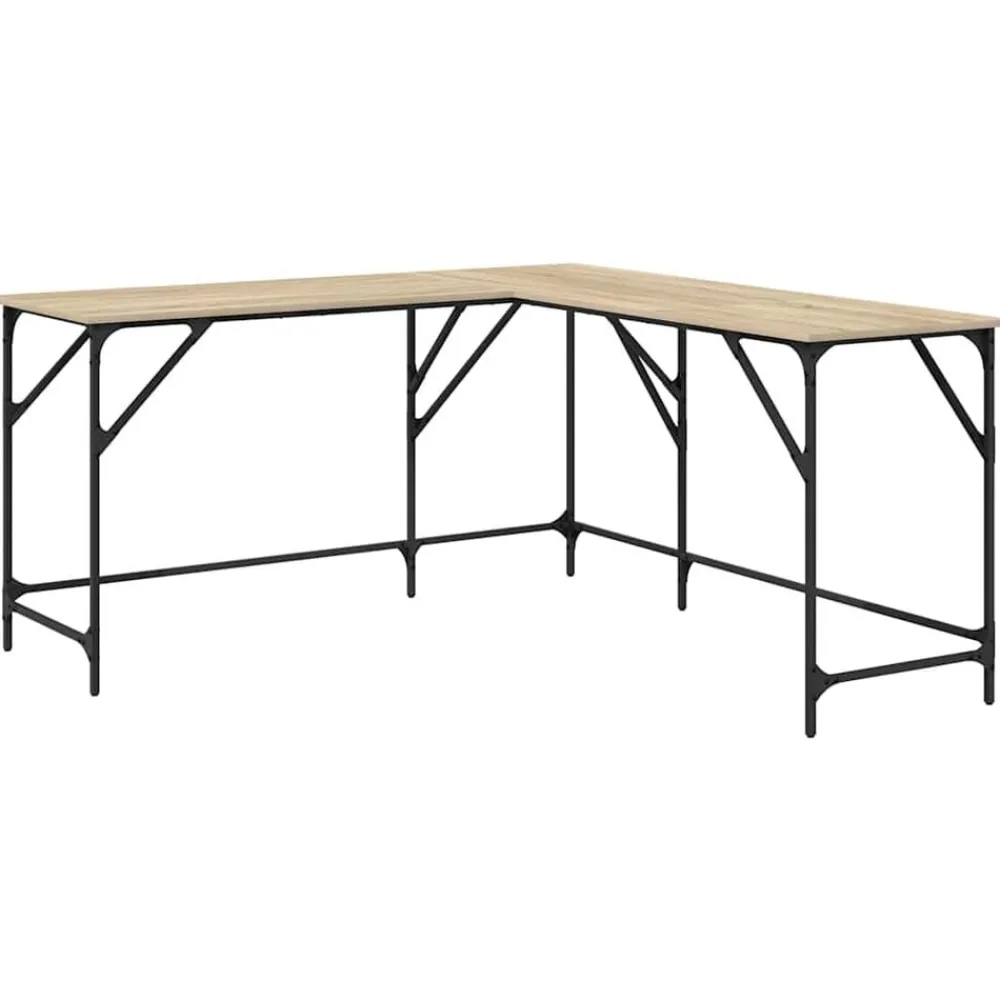 Kantoormeubelen*vidaXL Bureau 149x149x75 cm bewerkt hout kleurig Sonoma eiken