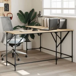 Kantoormeubelen*vidaXL Bureau 149x149x75 cm bewerkt hout kleurig Sonoma eiken