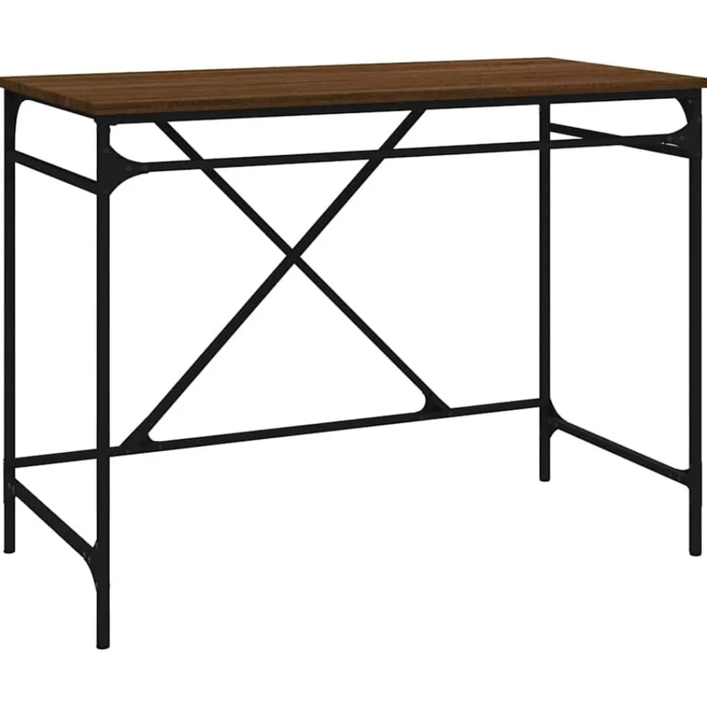 Kantoormeubelen*vidaXL Bureau 100x50x75 cm bewerkt hout en ijzer bruin eikenkleur