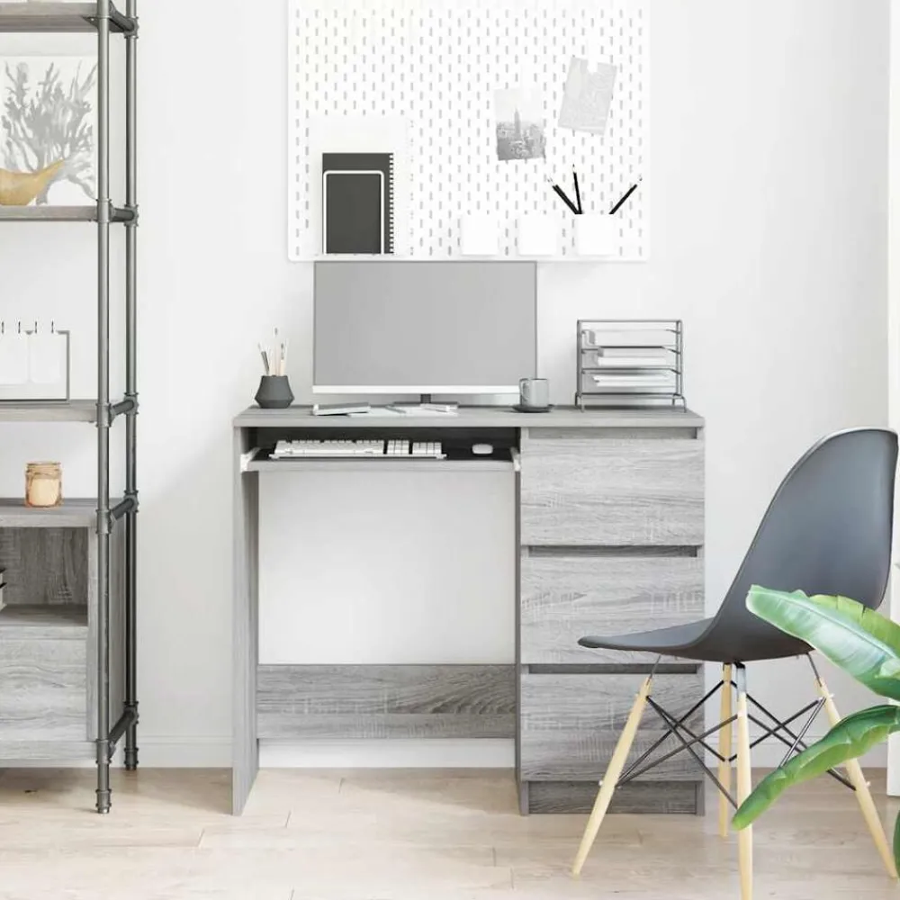 Bureau 90x45x76 cm bewerkt hout eikenkleurig>vidaXL Clearance