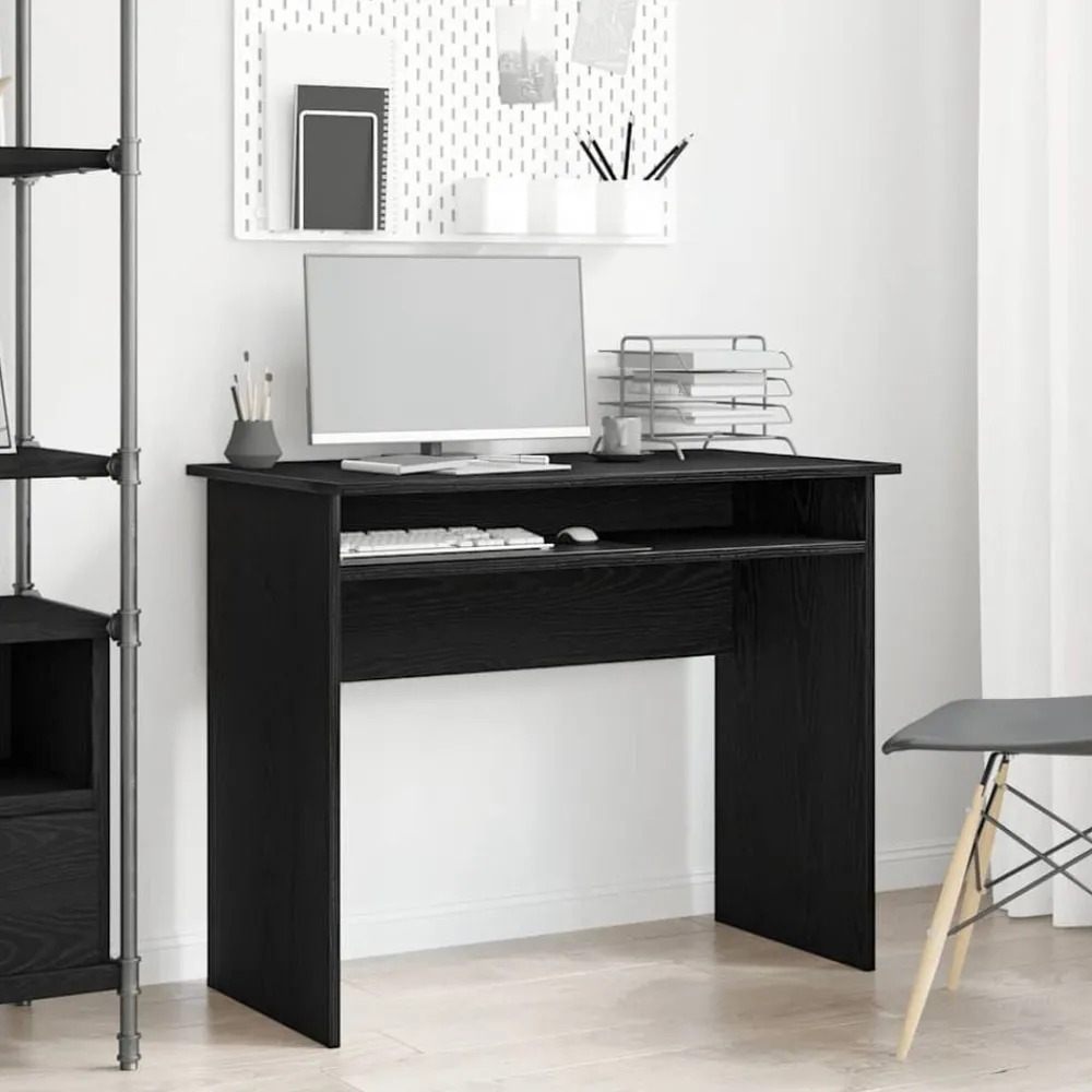 Kantoormeubelen*vidaXL Bureau 90x50x74 cm bewerkt hout kleur Zwart eiken