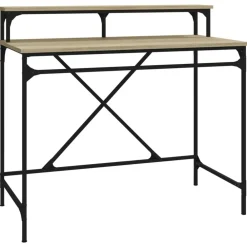 Kantoormeubelen*vidaXL Bureau 100x50x90 cm bewerkt hout en ijzer kleur Sonoma eiken