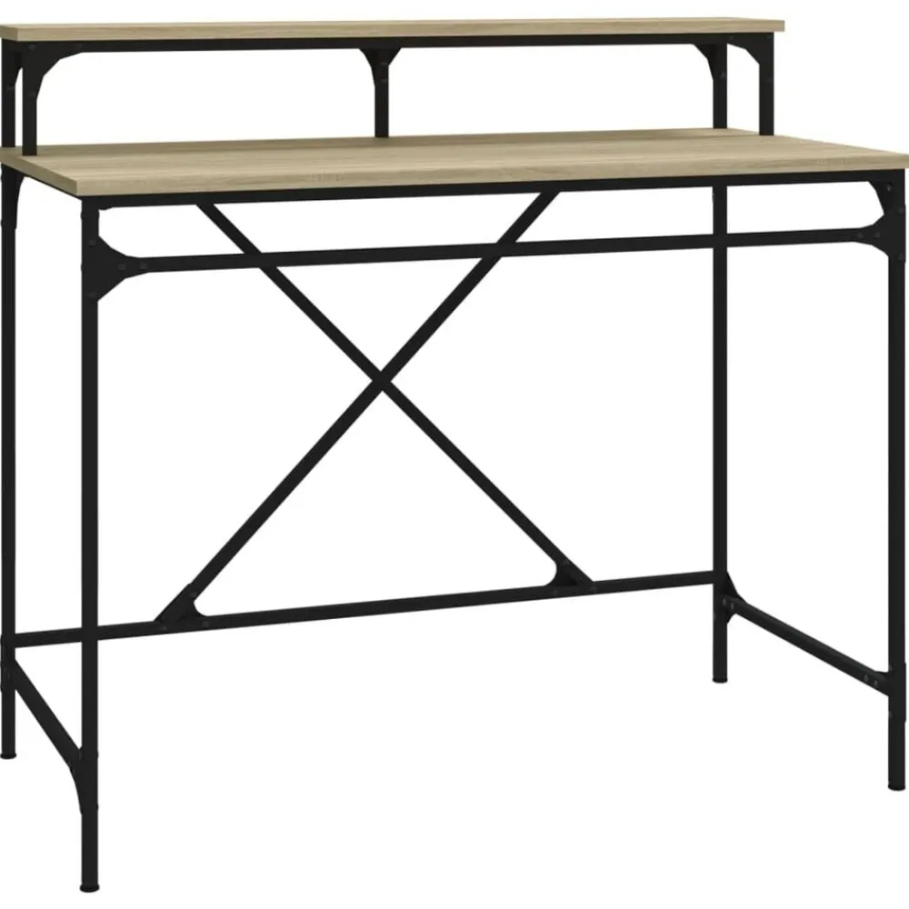 Kantoormeubelen*vidaXL Bureau 100x50x90 cm bewerkt hout en ijzer kleur Sonoma eiken