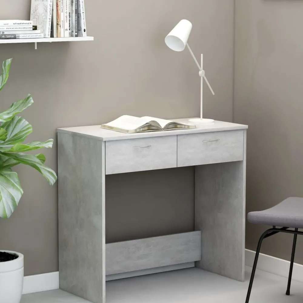 Kantoormeubelen*vidaXL Bureau 80x40x75 cm bewerkt hout Betongrijs