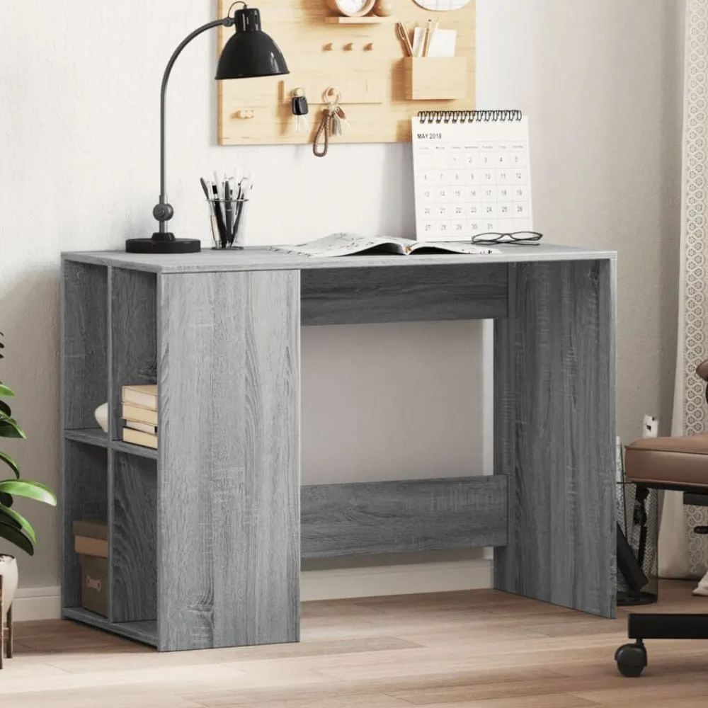 Kantoormeubelen*vidaXL Bureau 102x50x75 cm bewerkt hout eikenkleurig Grijs sonoma