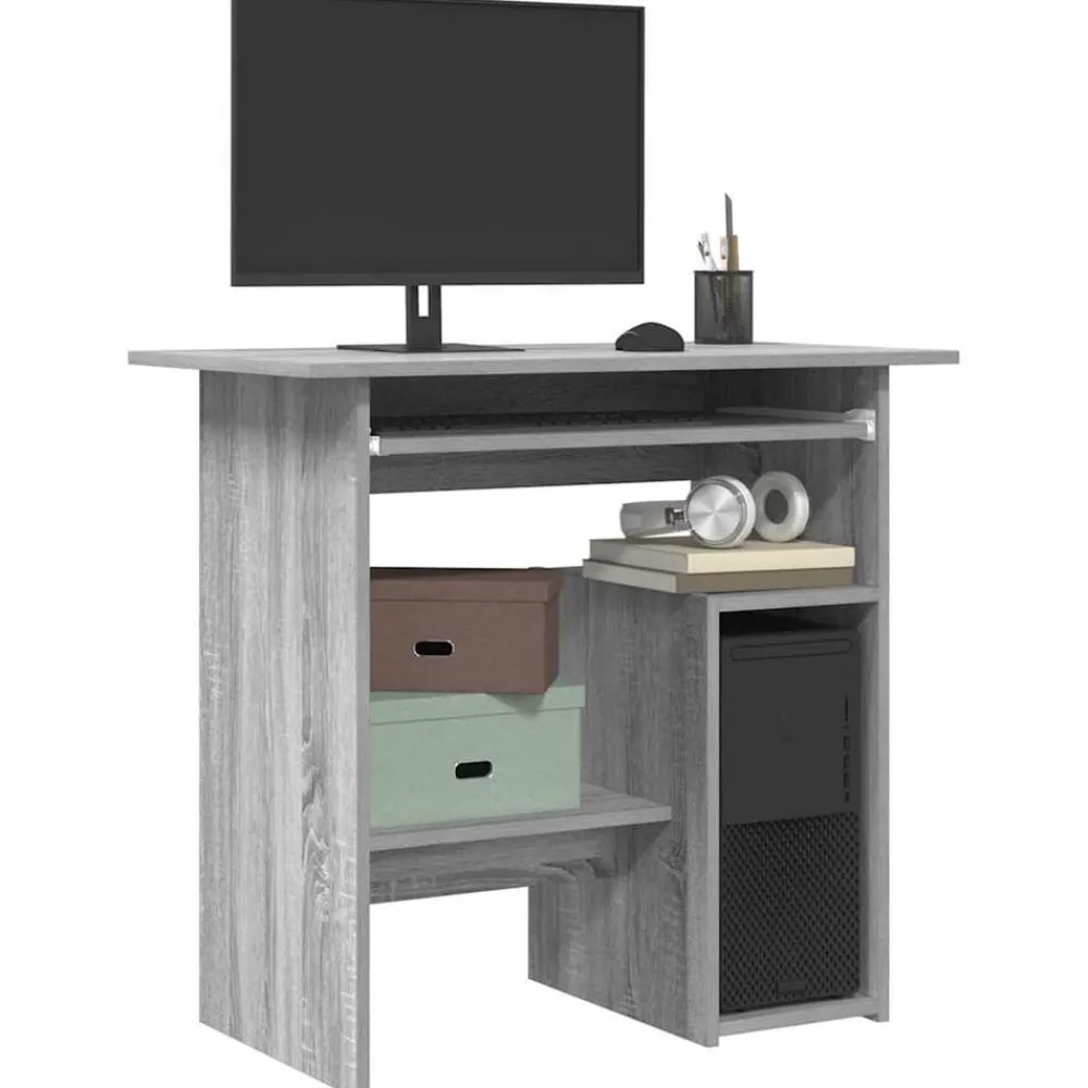 Kantoormeubelen*vidaXL Bureau 80x45x74 cm bewerkt hout eikenkleurig Grijs sonoma