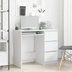 Kantoormeubelen*vidaXL Bureau 90x45x76 cm bewerkt hout Wit