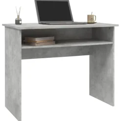 Kantoormeubelen*vidaXL Bureau 90x50x74 cm bewerkt hout Betongrijs